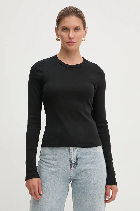 Бавовняний лонгслів A.L.C. бавовна чорний 8KTOP00782