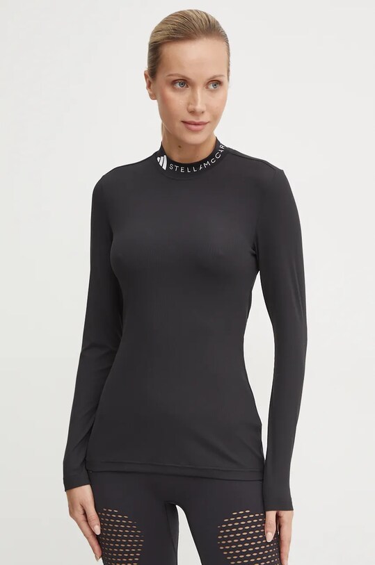 Majica dugih rukava adidas by Stella McCartney bez uzorka crna IN3639