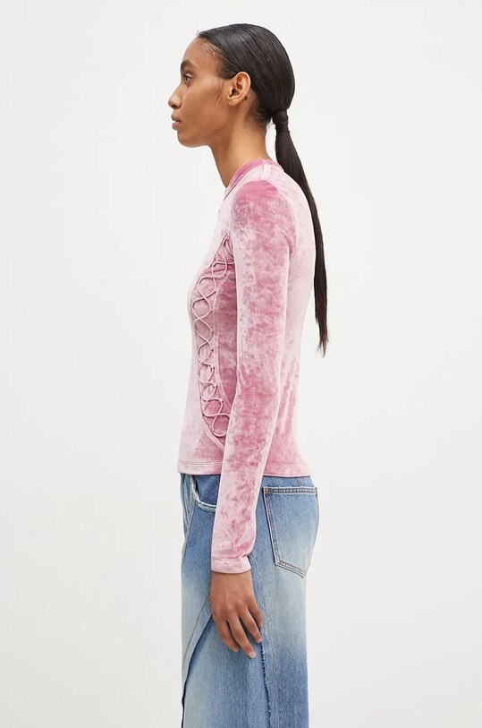 Tričko s dlhým rukávom Andersson Bell Velvet Lace Up Longsleeve atb1206w ružová AW24