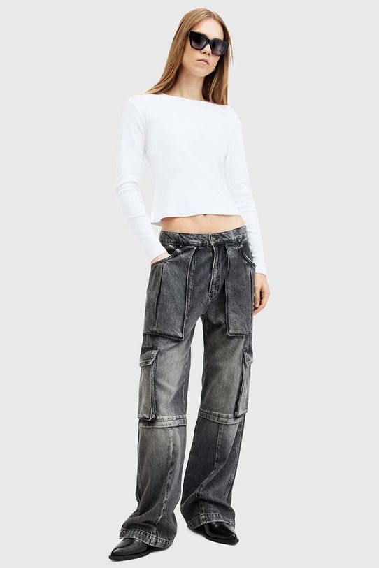 AllSaints longsleeve bawełniany STEVIE LS TEE W184JB biały