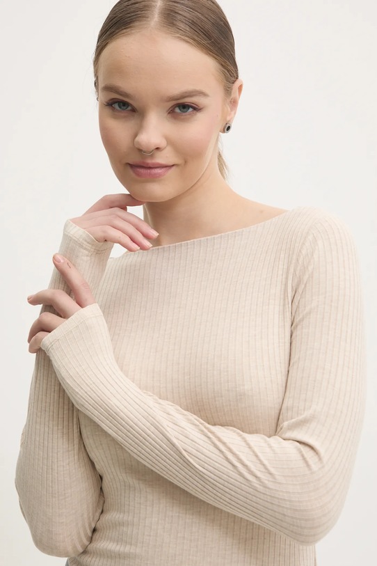 Блуза с дълги ръкави Abercrombie & Fitch бежов KI139.4606.116