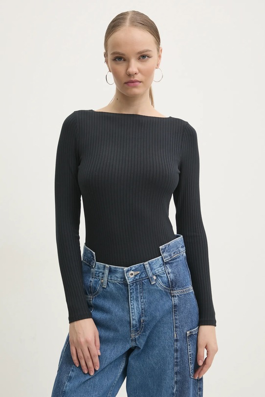 Abercrombie & Fitch longsleeve z elastanem czarny KI139.4606.900