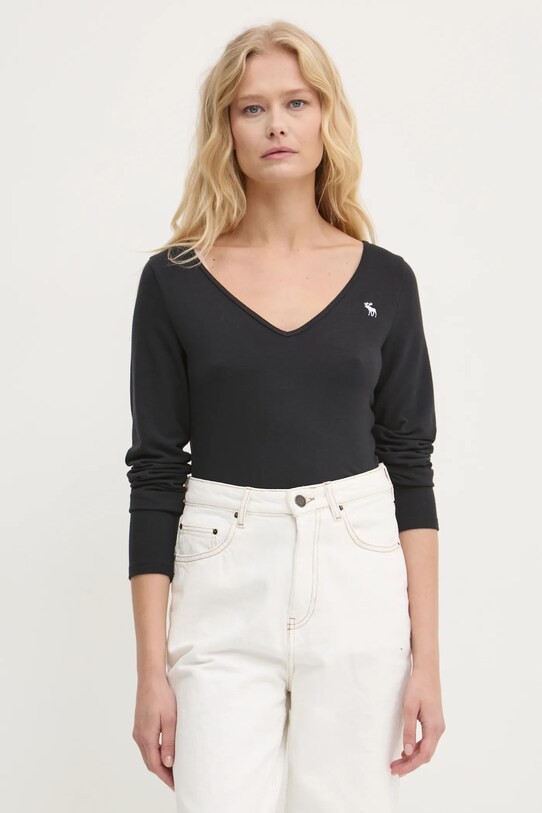 Μακρυμάνικο Abercrombie & Fitch κανονικό μαύρο KI139.4666.900