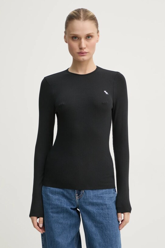 Tričko s dlouhým rukávem Abercrombie & Fitch 2-pack KI139.4671.100 černá AW24