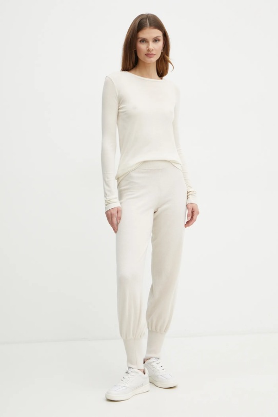 Weekend Max Mara longsleeve bawełniany 2425976013600 beżowy AW24