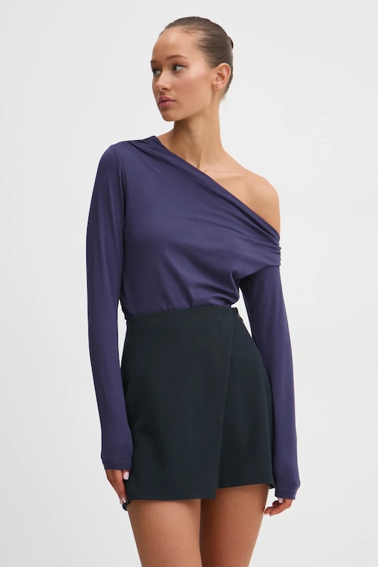 Tričko s dlhým rukávom Abercrombie & Fitch jednofarebný tmavomodrá KI139.3688.200