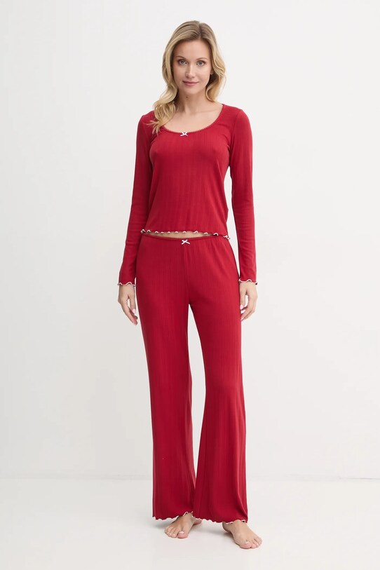 Pyžamové tričko s dlouhým rukávem Abercrombie & Fitch KI146.4045.501 burgundské AW24