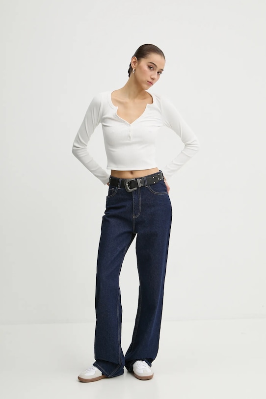 Hollister Co. longsleeve KI339.3631.101 beżowy AW24