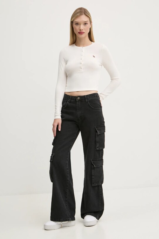 Tričko s dlhým rukávom Abercrombie & Fitch KI139.4667.178 béžová AW24