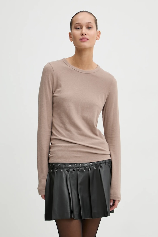 Tričko s dlhým rukávom Abercrombie & Fitch jednofarebný béžová KI139.4756.410