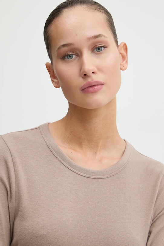 Tričko s dlhým rukávom Abercrombie & Fitch béžová KI139.4756.410