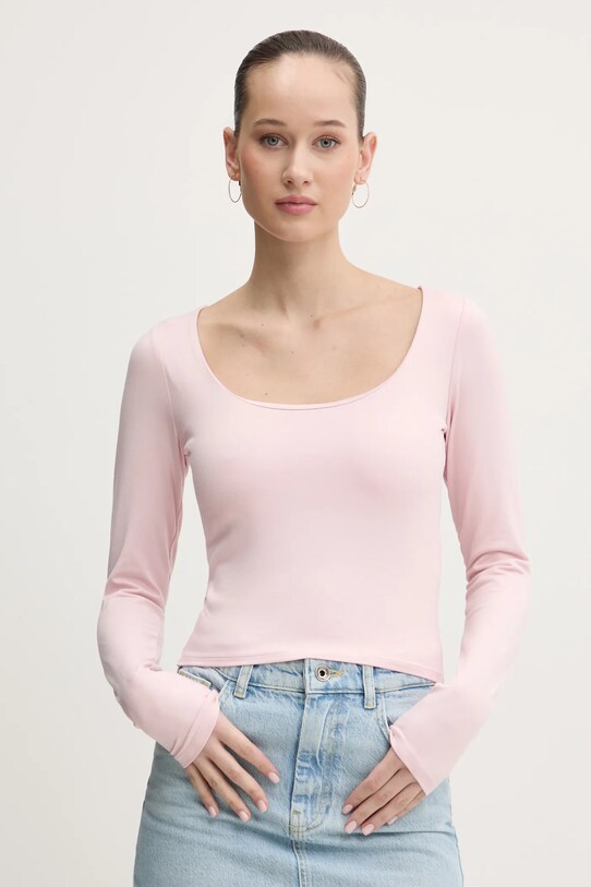 Μακρυμάνικο Hollister Co. slim ροζ KI339.3628.601