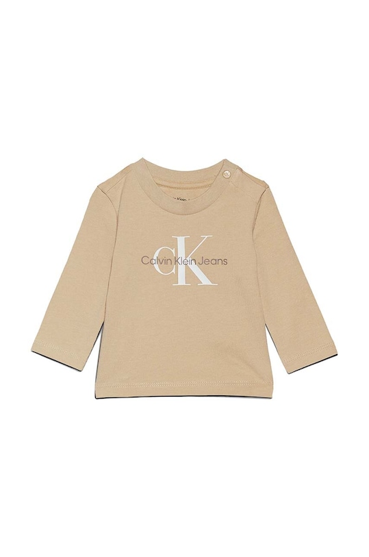 Calvin Klein Jeans longsleeve dziecięcy z elastanem beżowy IN0IN00005.G.9BYH
