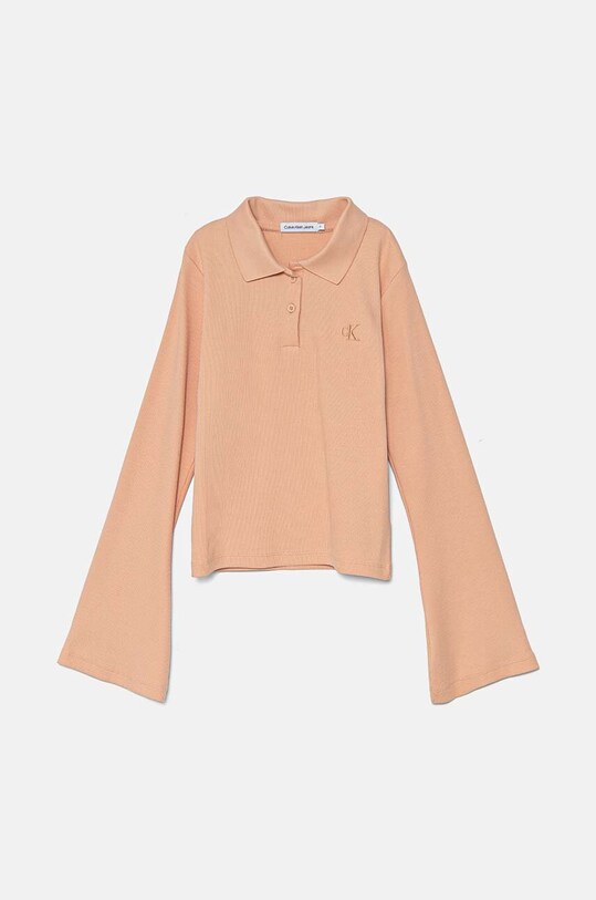 Detské tričko s dlhým rukávom Calvin Klein Jeans s elastanom oranžová IG0IG02533.9BYH.
