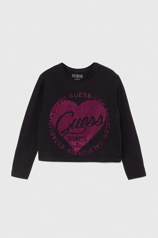 Otroška dolga majica Guess Z elastanom črna J4YI18.K6YW4.9BYH