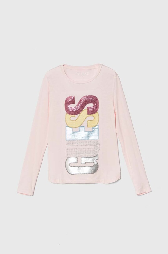 Guess longsleeve dziecięcy aplikacja różowy J4YI20.KAPO0.9BYH