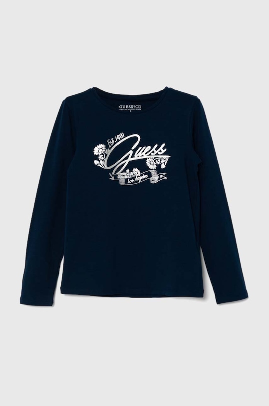 Detské tričko s dlhým rukávom Guess s elastanom tmavomodrá J4YI36.K6YW4.9BYH