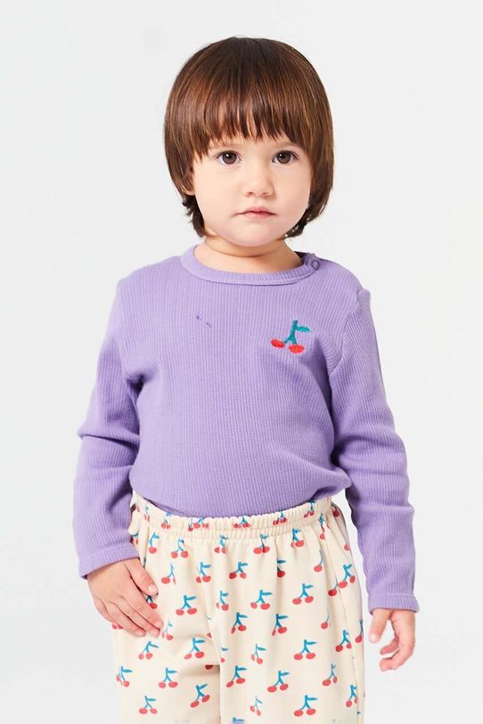 Бавовняний лонгслів для немовлят Bobo Choses Cherry бавовна фіолетовий 224AB019