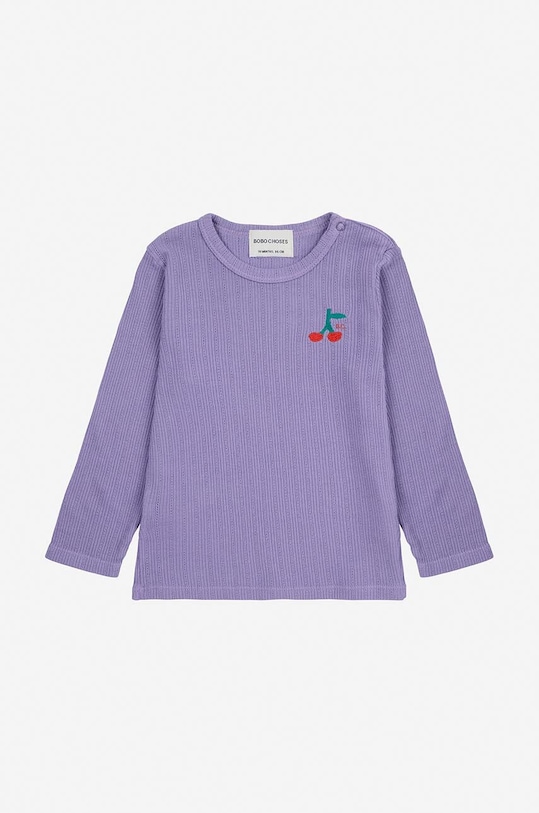 Bobo Choses longsleeve bawełniany niemowlęcy Cherry 224AB019 fioletowy AW24