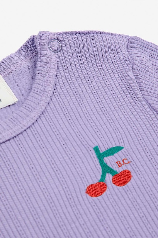 Dziewczynka Bobo Choses longsleeve bawełniany niemowlęcy Cherry 224AB019 fioletowy