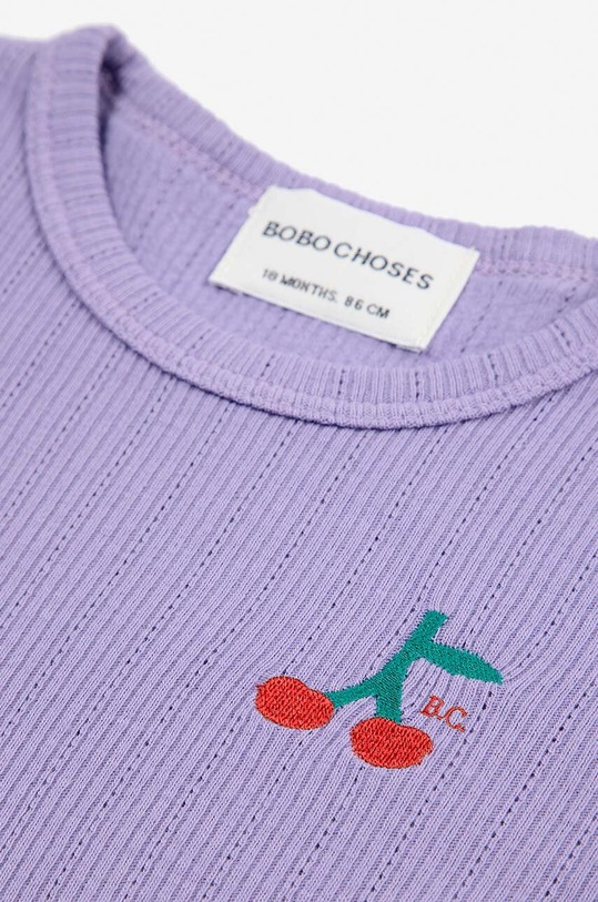 Bobo Choses longsleeve bawełniany niemowlęcy Cherry fioletowy 224AB019