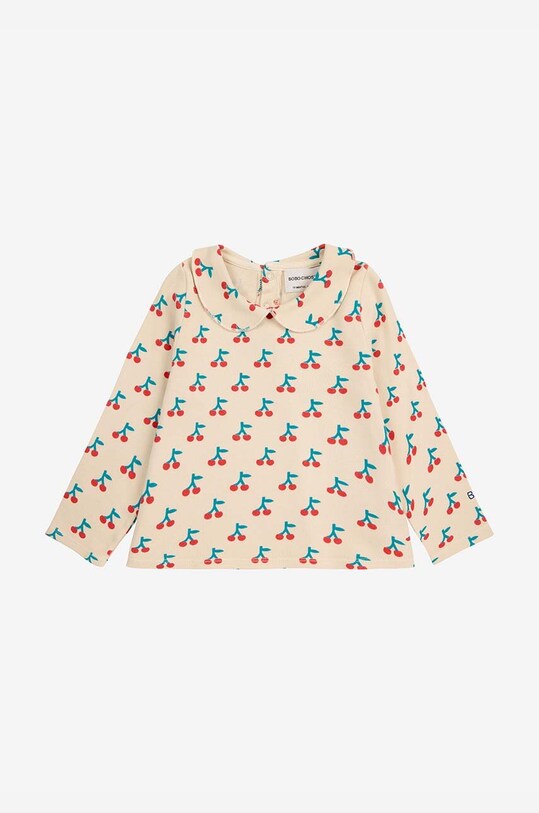 Бавовняний лонгслів для немовлят Bobo Choses Cherry 224AB022 бежевий AW24