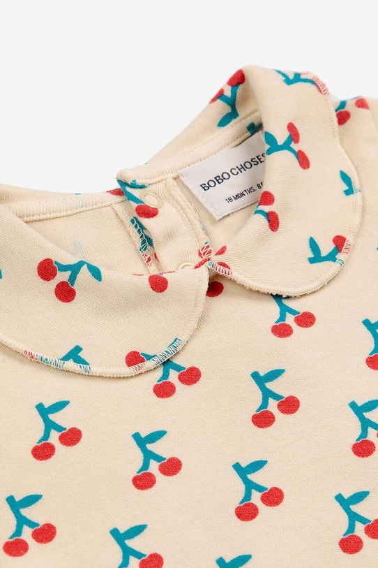 Bobo Choses longsleeve bawełniany niemowlęcy Cherry beżowy 224AB022