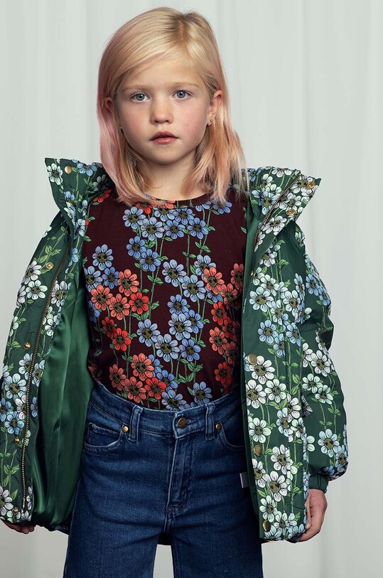 Mini Rodini longsleeve dziecięcy Daisys wzorzyste brązowy 2472012500