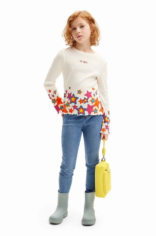 Дитячий бавовняний лонгслів Desigual 24WGTK20 білий