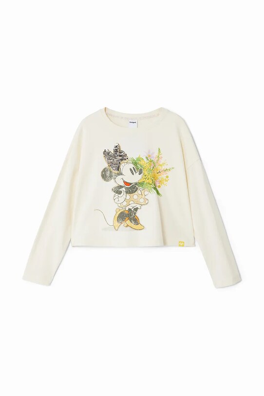 Desigual longsleeve din bumbac pentru copii MINNIE MOUSE 24WGTK15 alb AW24