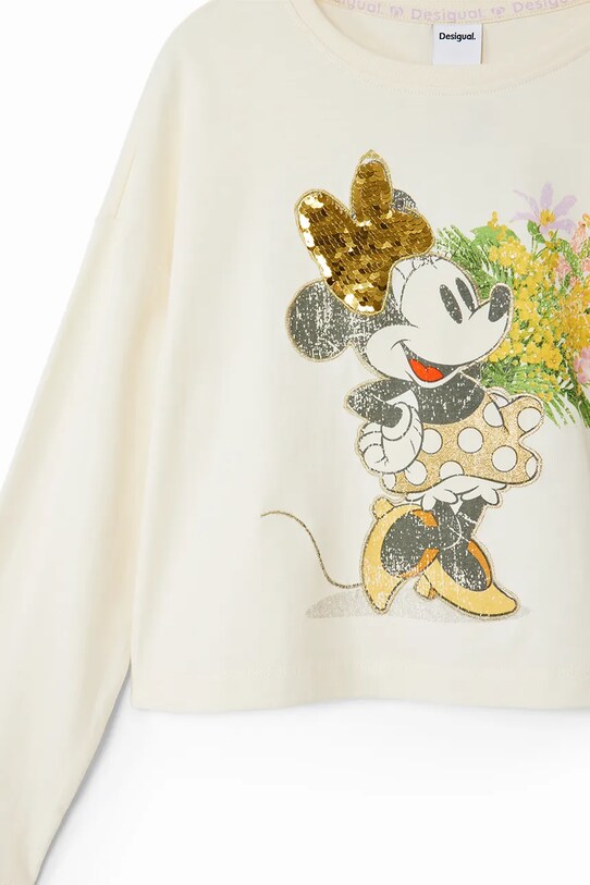 Desigual longsleeve din bumbac pentru copii MINNIE MOUSE 24WGTK15 alb