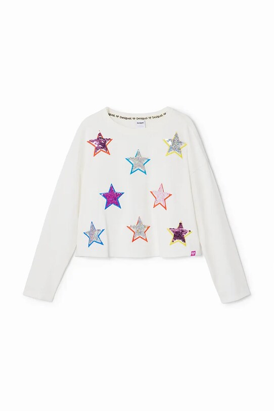 Хлопковый детский лонгслив Desigual 24WGTK03 белый AW24