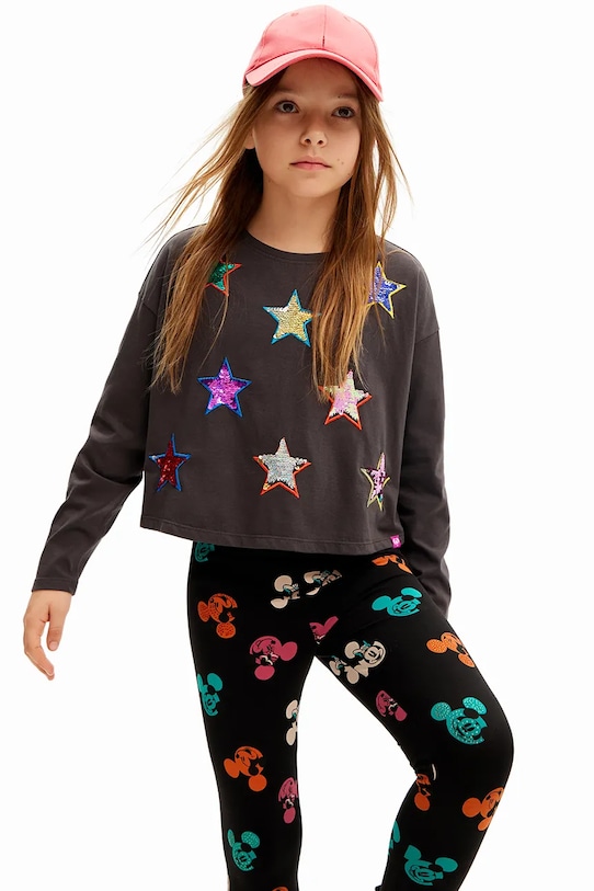 Desigual longsleeve bawełniany dziecięcy aplikacja czarny 24WGTK03