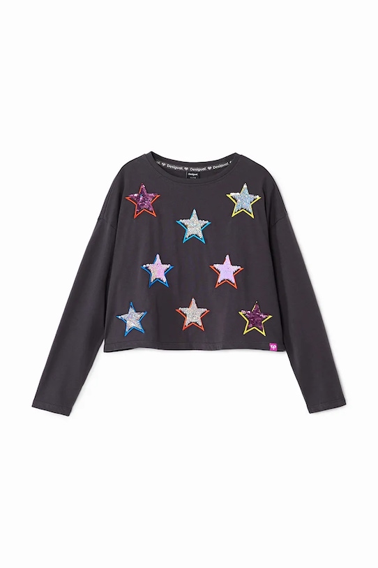Desigual longsleeve bawełniany dziecięcy 24WGTK03 czarny AW24
