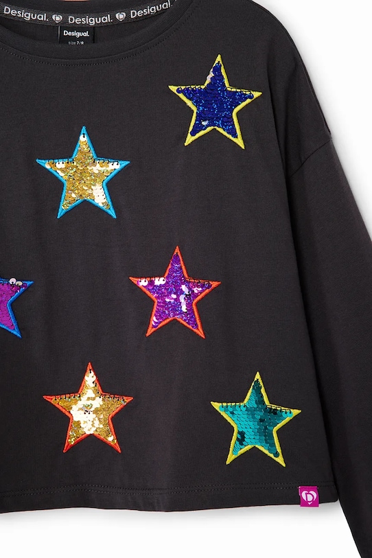 Desigual longsleeve bawełniany dziecięcy czarny 24WGTK03