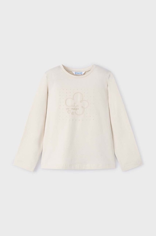 Dětské bavlněné tričko s dlouhým rukávem Mayoral kulatý béžová 178.6E.Mini.9BYH