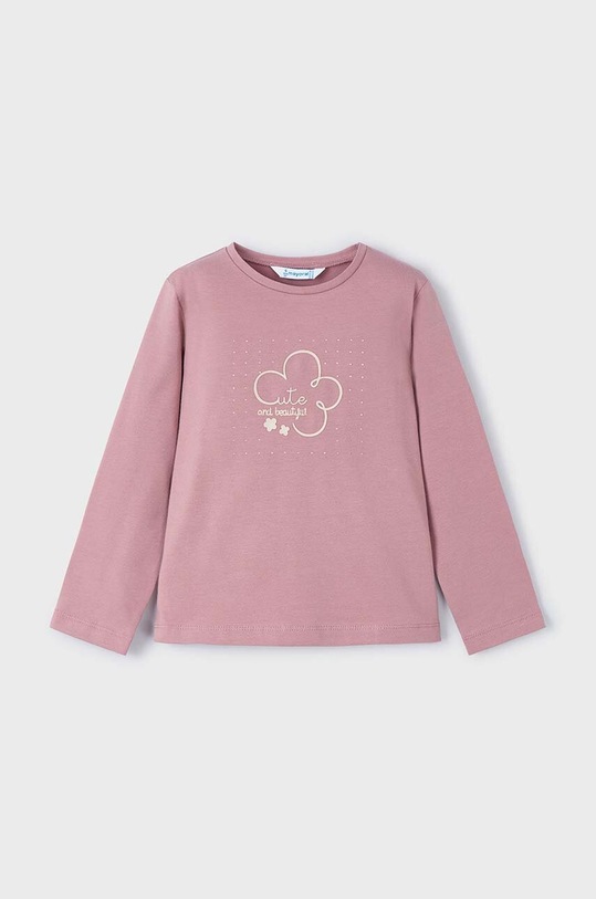 Dětské bavlněné tričko s dlouhým rukávem Mayoral kulatý růžová 178.6E.Mini.9BYH