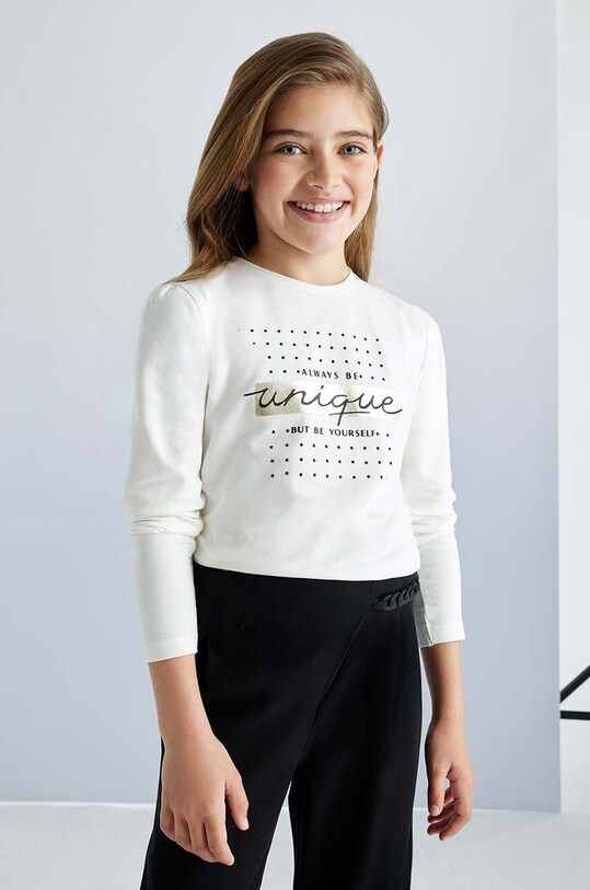 Mayoral longsleeve din bumbac pentru copii print bej 830.8A.Junior.9BYH