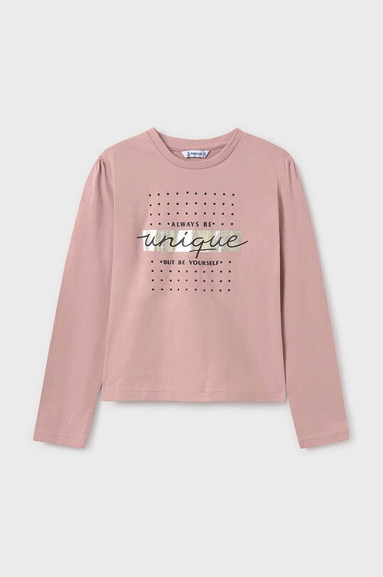 Mayoral longsleeve bawełniany dziecięcy nadruk różowy 830.8A.Junior.9BYH