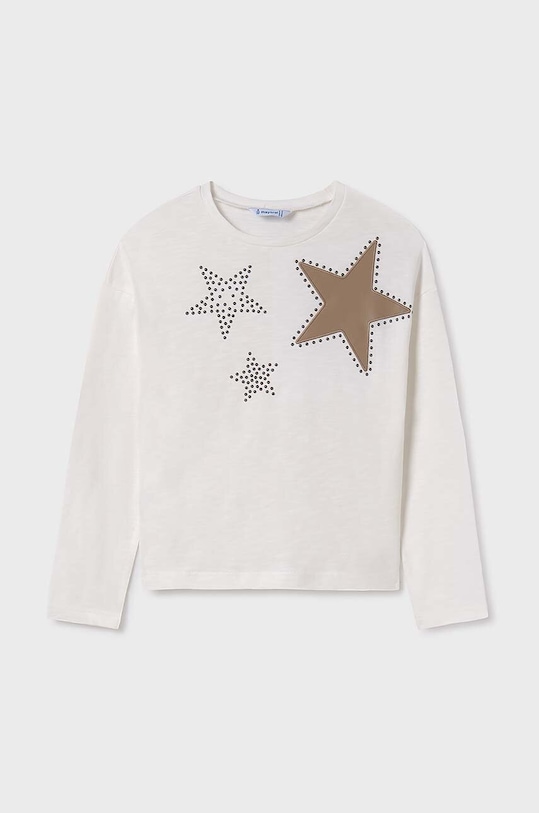 Mayoral longsleeve bawełniany dziecięcy nadruk beżowy 7008.8C.Junior.9BYH