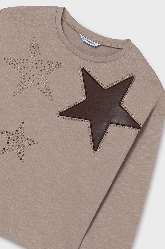 Mayoral longsleeve bawełniany dziecięcy 7008.8C.Junior.9BYH beżowy AW24