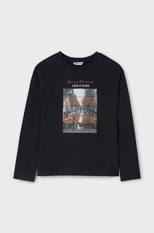 Mayoral longsleeve bawełniany dziecięcy nadruk czarny 7009.8C.Junior.9BYH