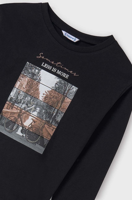 Mayoral longsleeve bawełniany dziecięcy 7009.8C.Junior.9BYH czarny AW24