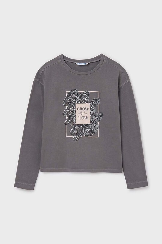 Mayoral longsleeve bawełniany dziecięcy 7010.8D.Junior.9BYH szary AW24