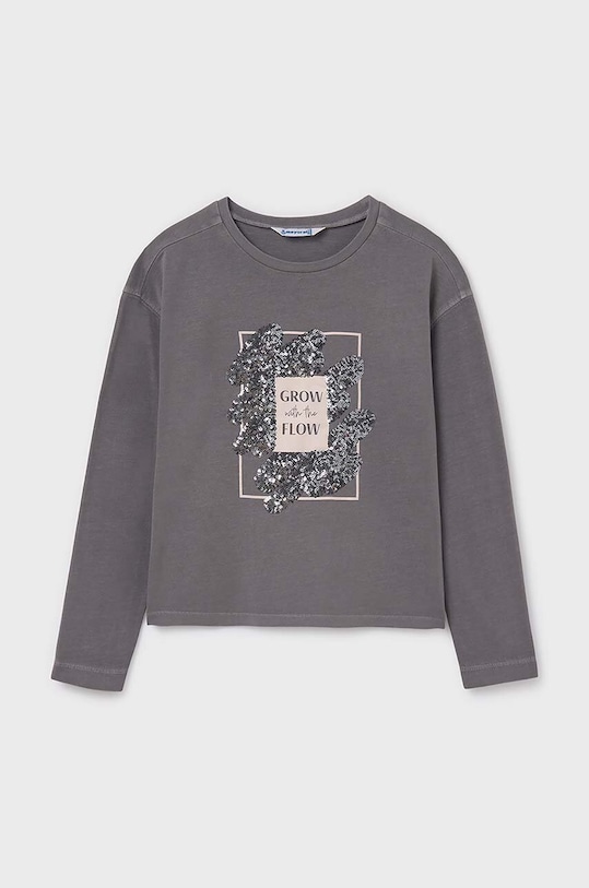 Дитячий бавовняний лонгслів Mayoral 7010.8D.Junior.9BYH сірий AW24