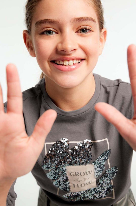 Дитячий бавовняний лонгслів Mayoral сірий 7010.8D.Junior.9BYH