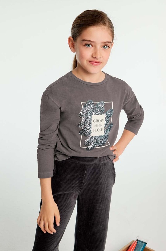 Дитячий бавовняний лонгслів Mayoral 7010.8D.Junior.9BYH сірий