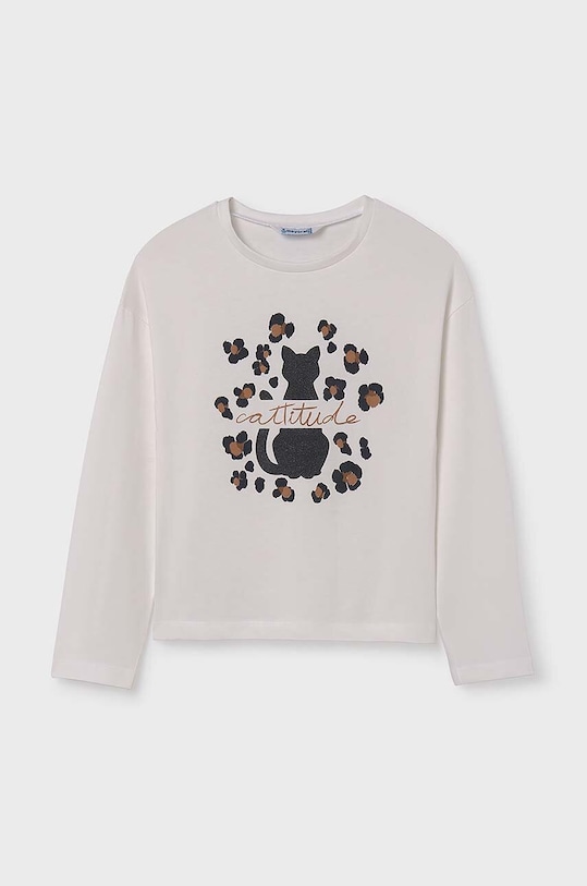 Mayoral longsleeve din bumbac pentru copii print bej 7014.8E.Junior.9BYH
