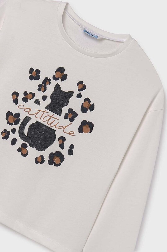 Mayoral longsleeve bawełniany dziecięcy 7014.8E.Junior.9BYH beżowy AW24