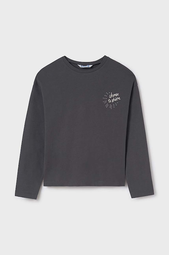 Dětské bavlněné tričko s dlouhým rukávem Mayoral kulatý šedá 7014.8E.Junior.9BYH